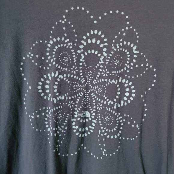 The North Face Teal Blue Snowflake Pattern Long Sleeve T Shirt Size Large - Picture 9 of 14